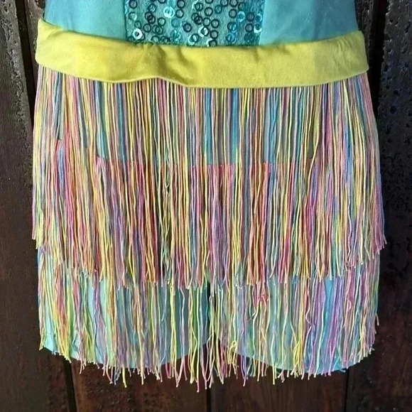 Vintage Candy Colored Fringe & Sequin Boyshorts Leotard Dance Halloween Costume - Picture 3 of 7